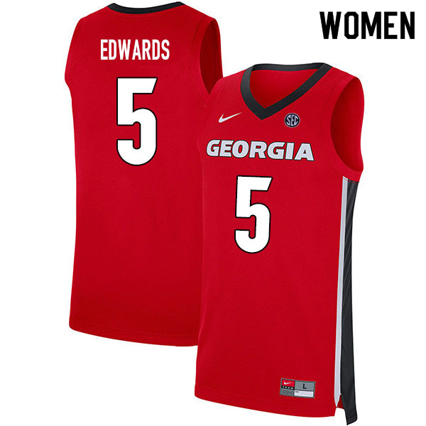 2020 Women #5 Anthony Edwards Georgia Bulldogs College Basketball Jerseys Sale-Red - Click Image to Close